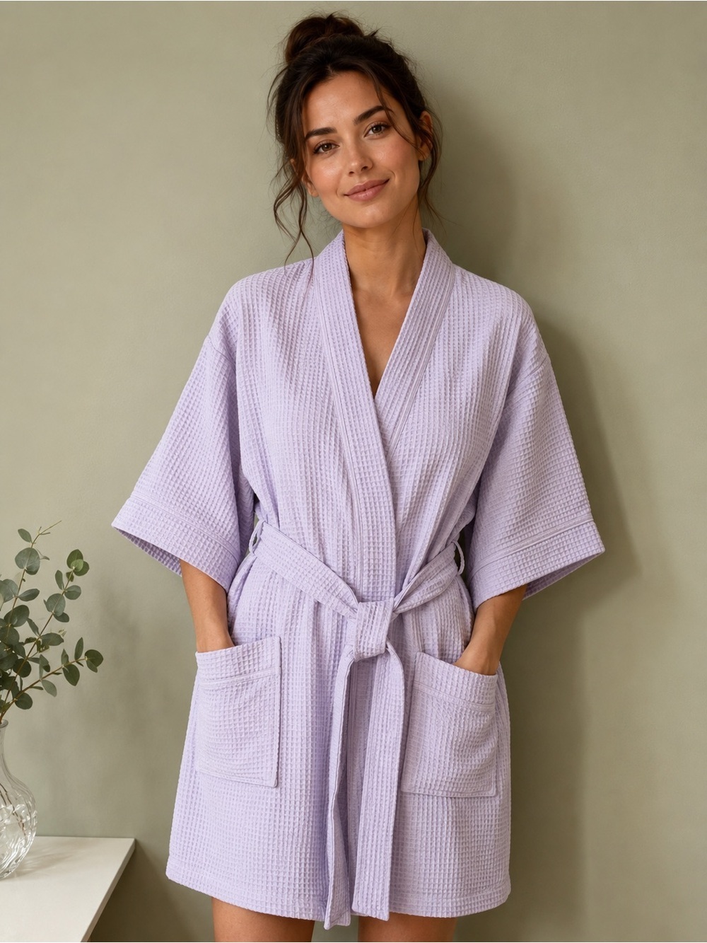 Shimera Light Lavender Waffle Weave Robe – Size small